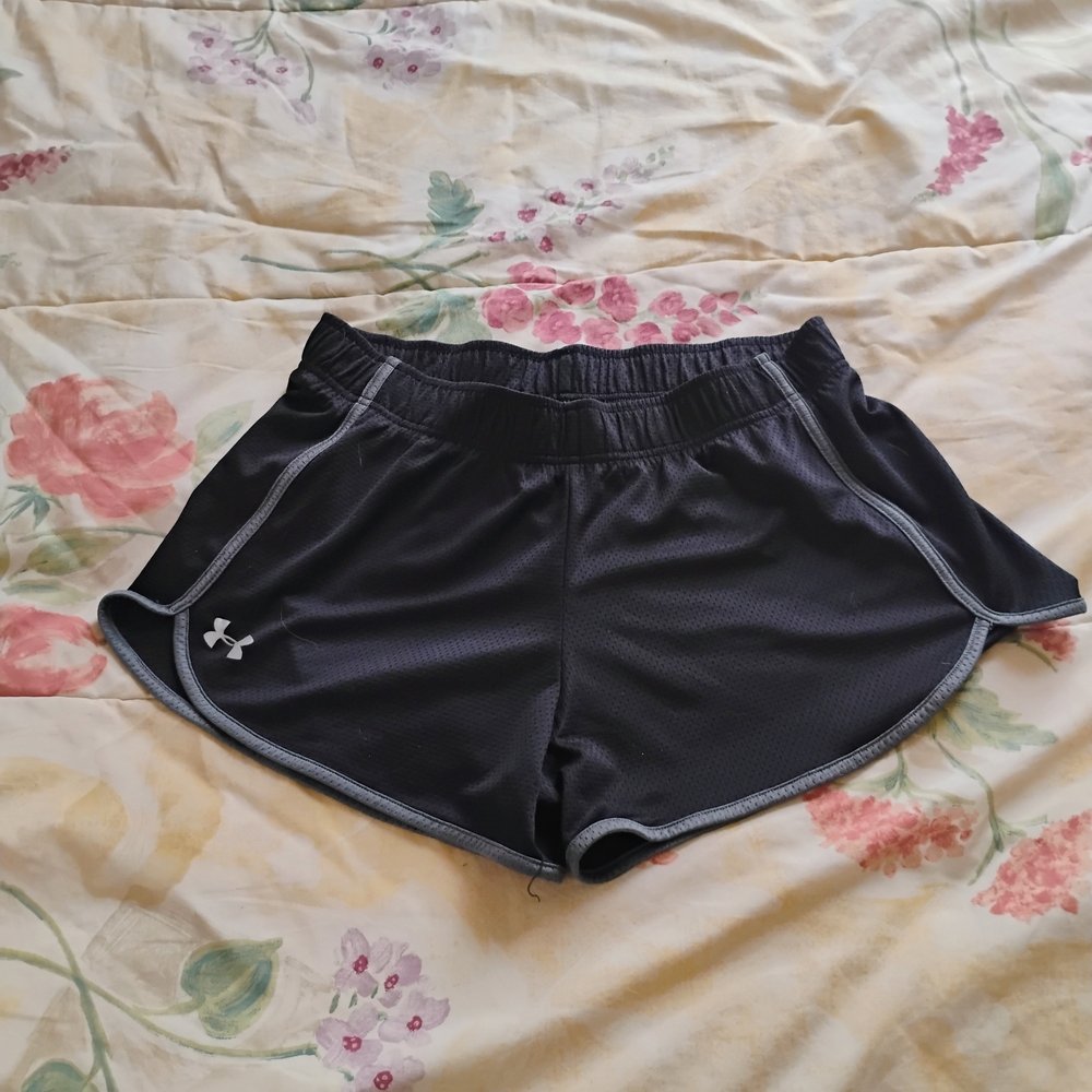 Under Armour Women's Black Athletic Shorts with Gray Trim